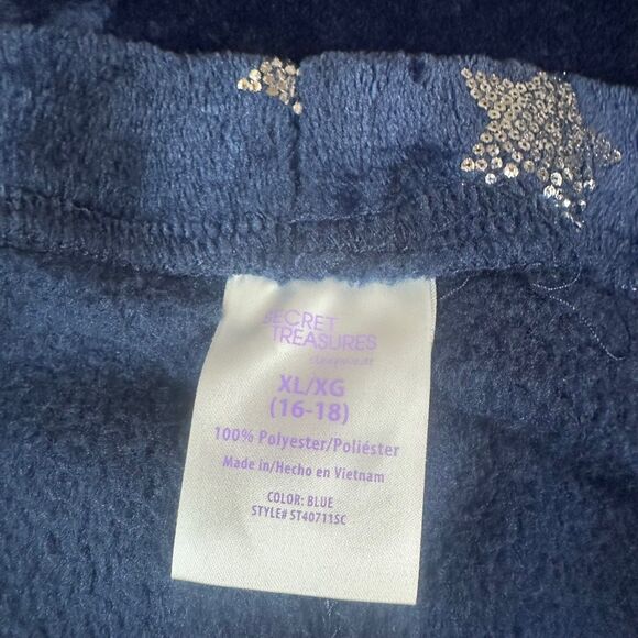 Secret Treasures Plush Star Pajama Set XL 16-18 Navy Cozy Winter Holiday Gift - Picture 8 of 8